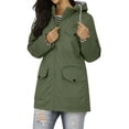 thumbnail image 1 of gakvbuo Women Solid Color Rain Jacket Outdoor Hooded Windproof Loose With Pocket Coat, 1 of 8