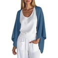 thumbnail image 1 of gakvbuo Women's Linen Imitation Cardigan Has 3/4 Sleeves A Loose Front Opening And A Light Shoulder-shrutting Blouse, 1 of 5