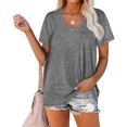 thumbnail image 1 of gakvbuo Womens Tops!Women Casual Short Sleeve Flared Sleeves V-Neck Solid Loose T-Shirt Blouse Tops, 1 of 1