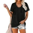 thumbnail image 1 of gakvbuo Womens Tops!Women Casual Short Sleeve Flared Sleeves V-Neck Solid Loose T-Shirt Blouse Tops, 1 of 8