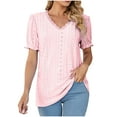 thumbnail image 1 of gakvbuo Womens Tops!Women's Casual Fashion Hollowed Out V-neck Sleeve T-shirt, 1 of 8