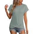 thumbnail image 1 of gakvbuo Womens Tops!Women's Fashion Solid V- Neck Short Sleeves Casual T-Shirt Top, 1 of 3