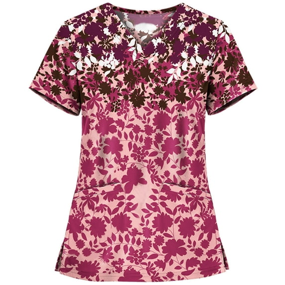 gakvbuo Working Uniform Nursing Uniform for Womens Scrubs Tops Color Casual Working Uniform with Pocket V-Neck Work Utility & Safety Tops Nursing Worker Protective Clothing Top