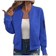 thumbnail image 1 of gakvbuo Zip Up Cropped Jacket for Womens Zipper Sweatshirt Jacket Long Sleeve Lightweight Coat Casual Coarse Knitted Baseball Jacket, 1 of 7
