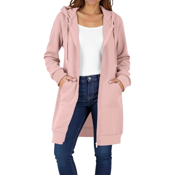 gakvbuo Zip Up Hoodies Surcoat for Women'S Long Tunic Sweatshirts Drawstring Oversized Long Sleeve Casual Fall Jacket Coat with Pocket