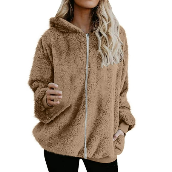 gakvbuo Zipup Cardigan Sweaters Jacket Coat For Women Fall Fashion 2024 Oversized Pullover Zipup Hoodie With Pockets Fuzzy Fleece Sweatshirt Coat Long Sleeve Hooded Blouse Coat Outwear