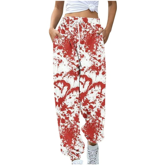 gakvbuo halloween sweatpants for women High Waiste Cinch Bottom Baggy cargo sweatpants for women with Pockets Athletic Fit Workout Active Joggers Pants Lounge Trousers Long Leg Pants