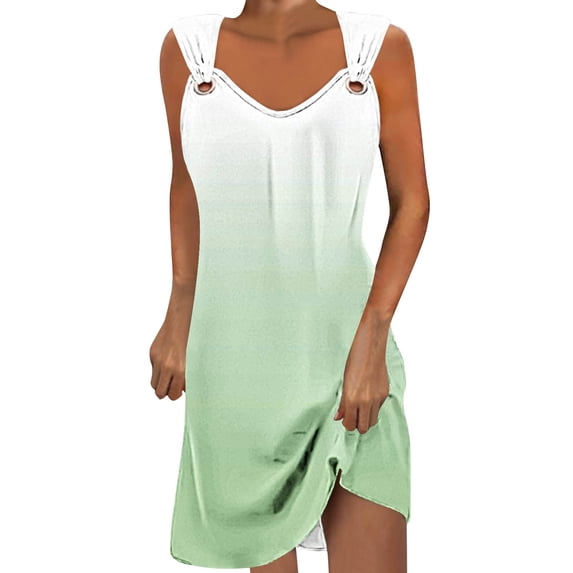 gakvbuo summer Tank dresses for women 2024 Sleeveless Mini Dress Sundresses Women's Geometric Printed Elegant Camisole Round Neck Dress