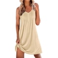 thumbnail image 1 of gakvbuo Summer Tank Dress For Women Mini Dress Sundress Womens Solid Color Round Neck Sleeveless Loose Mid Calf Nightgown, 1 of 8