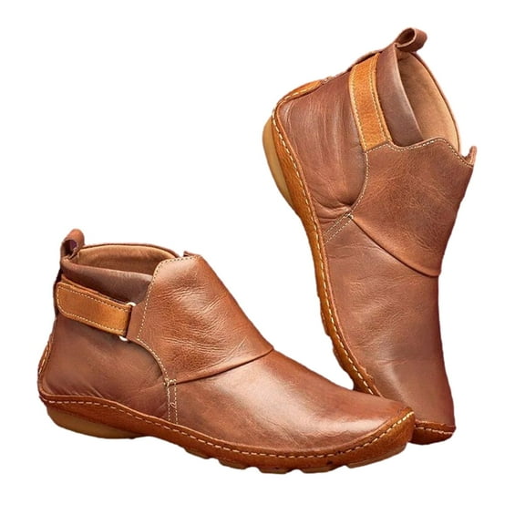 gakvov Ankle Boots For Women Low Heel Autumn Winter Women's Ankle Boots Round Toe Low Wedge Heel Boots Casual Shoes