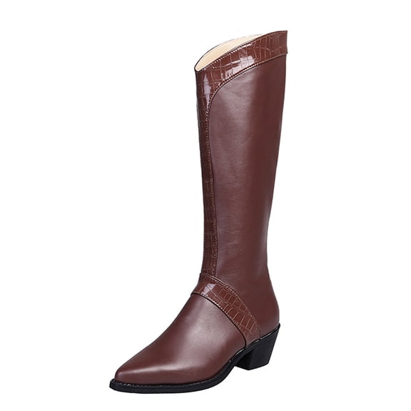 gakvov Boots For Women Knee High Wide Calf Pointed Toe Thick Mid-Heel High Boots Children'S Knight Boots Plus Size Boots