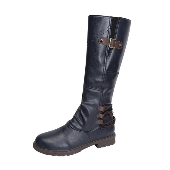 gakvov Boots For Women Knee High Wide Calf Women Fashion Shoes Western Boots Casual Warm Low Heels Mid-calf Boots