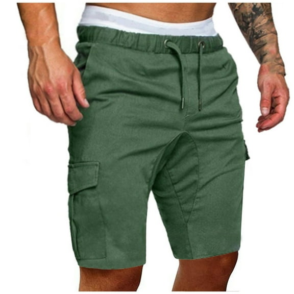 gakvov Cargo Pants For Men Cargo Pants For Men Plus Size Joggers Drawstring Shorts Mid Waist Loose Pockets Bandage Short Pants