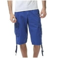 thumbnail image 1 of gakvov Cargo Pants For Men Cargo Pants For Men Cotton Loose Fit Zipper Button Multi-Pocket Cropped Pants Straight Leg Pants Outdoor Tooling Short Pants, 1 of 3