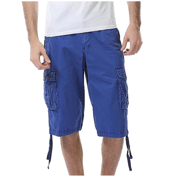 gakvov Cargo Pants For Men Cargo Pants For Men Cotton Loose Fit Zipper Button Multi-Pocket Cropped Pants Straight Leg Pants Outdoor Tooling Short Pants