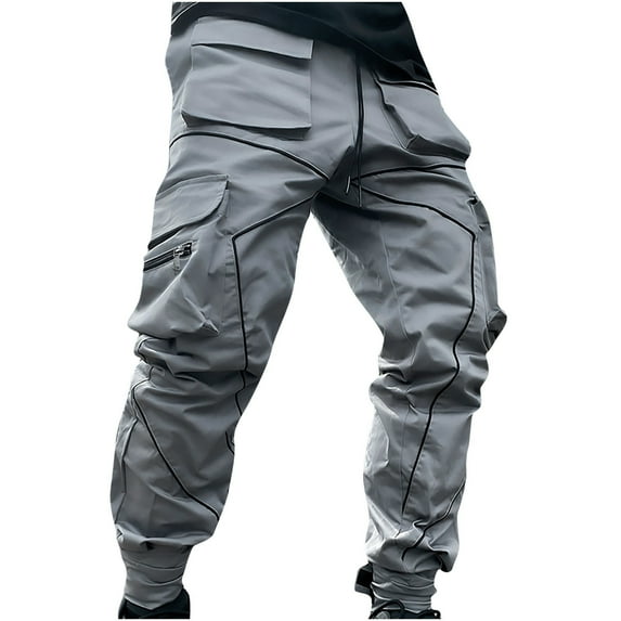 gakvov Cargo Pants For Men Men New Casual Pocket Overalls Loose Straight Leg Outdoor Running Trousers Pant