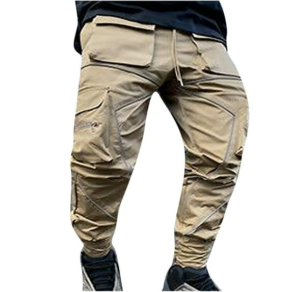 gakvov Cargo Pants For Men Men New Casual Pocket Overalls Loose Straight Leg Outdoor Running Trousers Pant