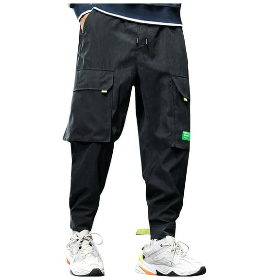 gakvov Cargo Pants For Men Men Solid Color Casual Pants Drawstring Mouth Hiking Work Pants Outdoor Clothing