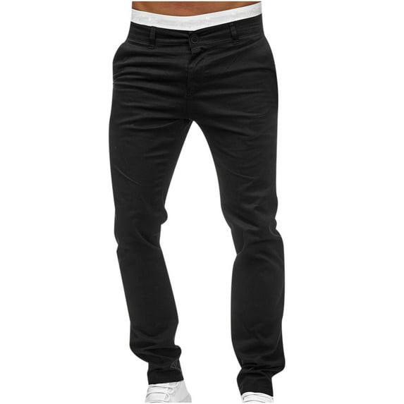 gakvov Cargo Pants For Men Men's Casual Button Open Slim Fit Straight Solid Color Trousers