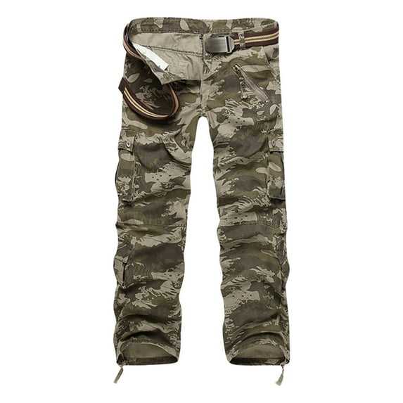 gakvov Cargo Pants For Men Men's Loose Multi-Pocket Washed Overalls Outdoor Casual Pants Trousers