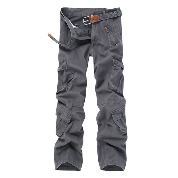 gakvov Cargo Pants For Men Men's Loose Multi-Pocket Washed Overalls Outdoor Casual Pants Trousers