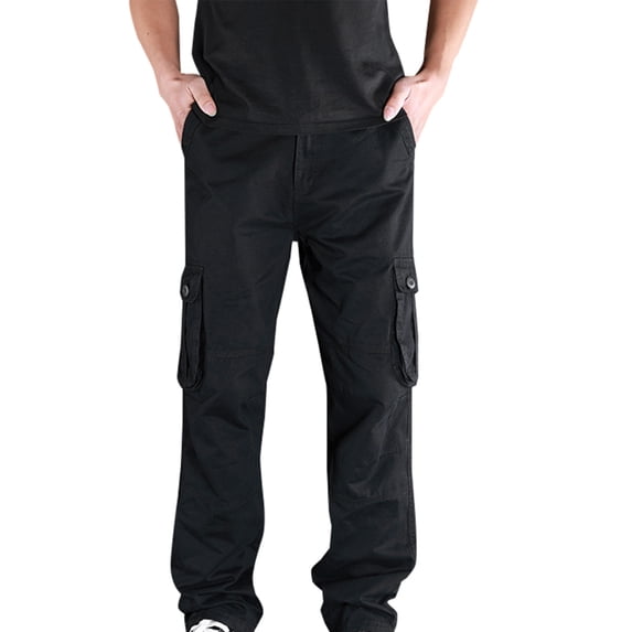gakvov Cargo Pants For Men Men's Plus Size Pure Cotton Multi-pocket Wear-resistant Overalls Trousers