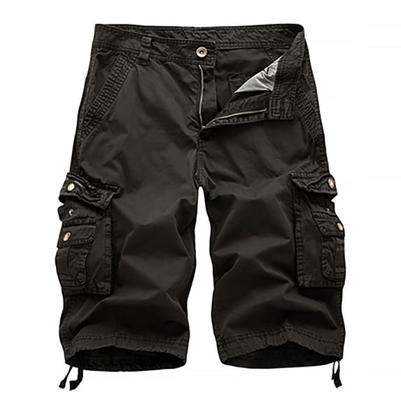 gakvov Cargo Pants For Men Cargo Pants For Men Cotton Loose Fit Zipper Button Multi-Pocket Cropped Pants Straight Leg Pants Outdoor Tooling Short Pants