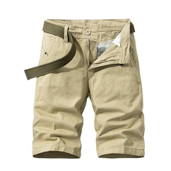 gakvov Cargo Pants For Men Plus Size Cargo Pants For Men Casual Pure Loose Fit Zipper Button Multi-Pocket Overalls Straight Leg Pants Outdoor Tooling Short Pants