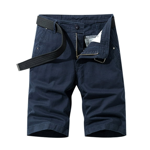 gakvov Cargo Pants For Men Plus Size Cargo Pants For Men Casual Pure Loose Fit Zipper Button Multi-Pocket Overalls Straight Leg Pants Outdoor Tooling Short Pants