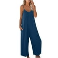 thumbnail image 1 of gakvov Cargo pants For women Jumpsuits For Women Loose Sleeveless Wide Legged Pants Rompers Overalls Adjustable Spaghetti Strap Stretchy Long Pant Romper Jumpsuit With Pockets, 1 of 7