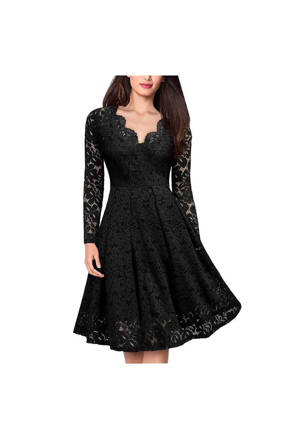 Fall Dresses for Women 2022 Fashion Sexy Women Patchwork Skull Lace Splicing Long Sleeve Vintage Party Dress