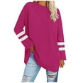 thumbnail image 1 of gakvbuo Fall Women Casual Solid Long Sleeve Shoulder Drop Round Neck T-Shirt Blouse, 1 of 8