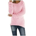 thumbnail image 1 of gakvbuo Fall Sweaters for Women Plus Size Pullover Tops Fall 2022 Women O-Neck Loose Plush Solid Color Long Sleeves Sweater T-Shirt Tops, 1 of 4