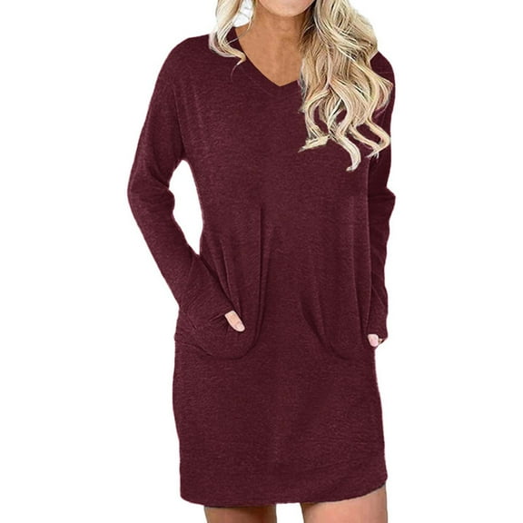 gakvbuo Fall Sweaters for Women Plus Size Pullover Tops Fall 2022 Women'S Casual Long Sleeve Pockets O-Neck Solid Color T-Shirts Blouse Tops