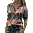 thumbnail image 1 of gakvov Fall Sweaters For Women Plus Size Tunic Tops Fall Savings Clearance 2022 Women's Winter Button Llong Sleeve V-Neck able Printed Casual Shirt Top, 1 of 8