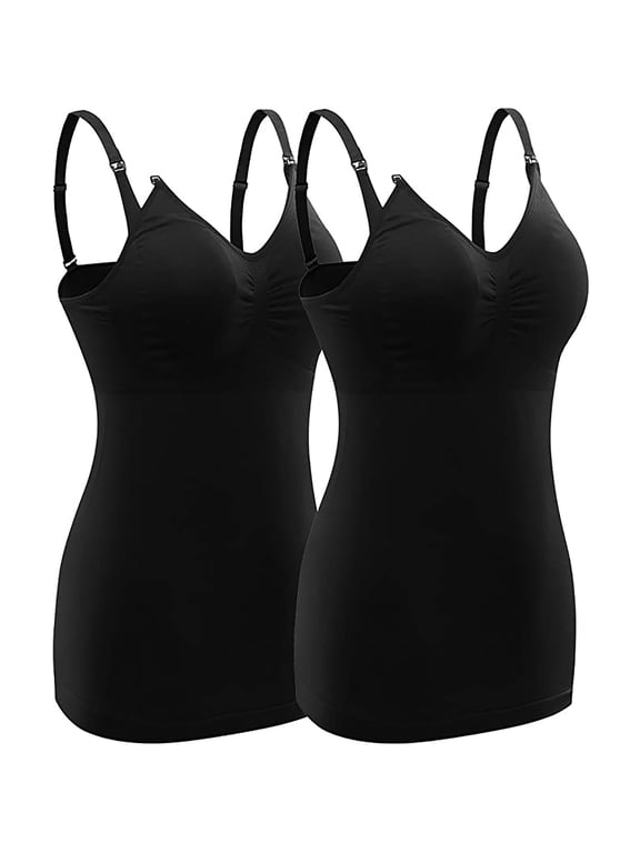 gakvov Maternity Nursing Tops For Womens High Elastic Body Shaping Front Buckle Nursing Underwear Camisole Pumping Tank Top For Breastfeeding Maternity Camisole Brasieres(2Pcs)