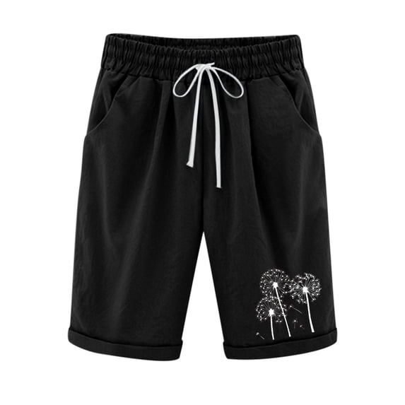 gakvov Plus Size Bermuda Shorts For Womens Comfy Paperbag Shorts Elastic Waist Knee Length Workout Shorts Casual Printed Linen Shorts Army Shorts With Drawstring&Pockets Biker Shorts