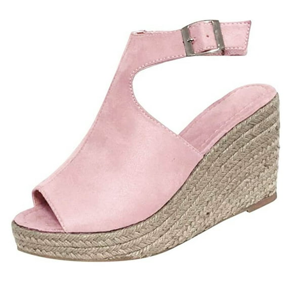 gakvbuo Sandals For Women Fashion Women Solid Summer Ladies Sandals Slope Heel Casual Beach Shoes