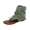 thumbnail image 1 of gakvov Tassel Sandals For Women, Bohemian Gladiator Fringe Casual Sandals Flat Clip Toe Ankle Boots Beach Shoes T-Strap Roman Open-Toe Sandals, 1 of 4