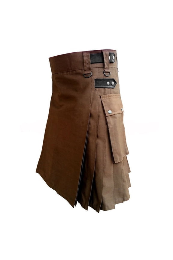 Utility Kilts For Men Skirt Cargo Pockets Sport Kilt Traditional Highland Scottish Utility Kilts Plaid Contrast Panel Pleated Skirt With Pocket