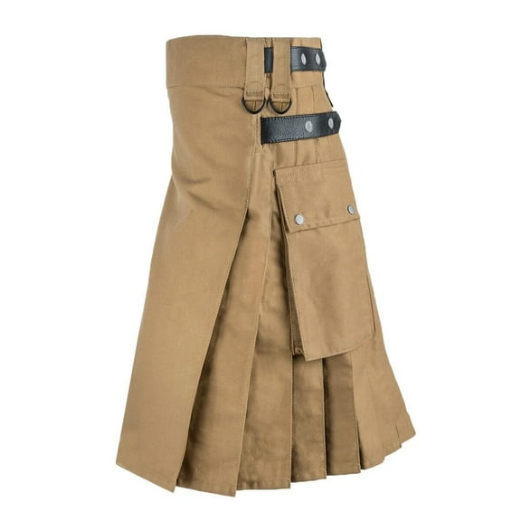 gakvov Utility Kilts For Men Skirt Cargo Pockets Sport Kilt Traditional Highland Scottish Utility Kilts Plaid Contrast Panel Pleated Skirt With Pocket