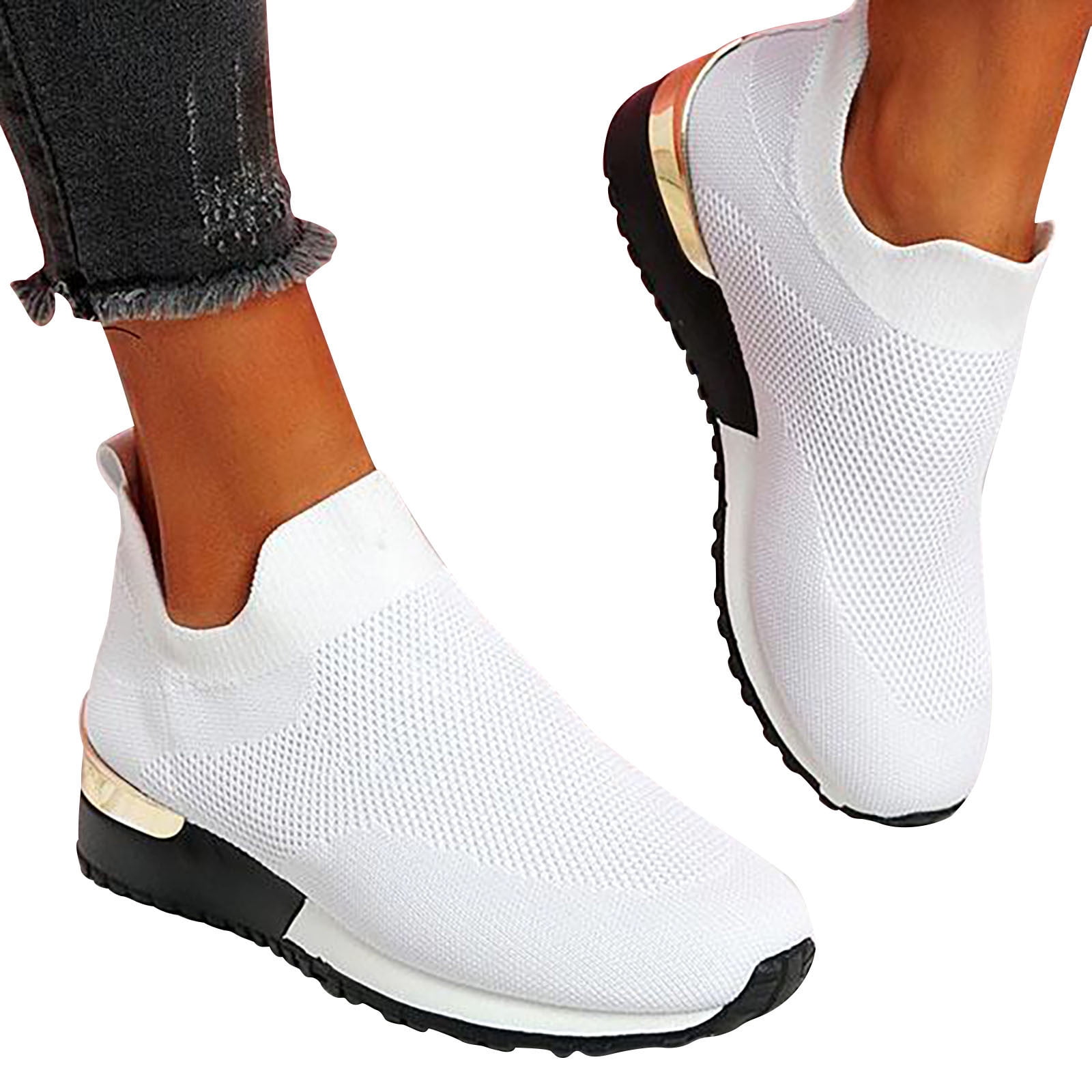 gakvov Wedge Sneakers For Women Walking Shoes Sock Sneakers Arch Fit ...