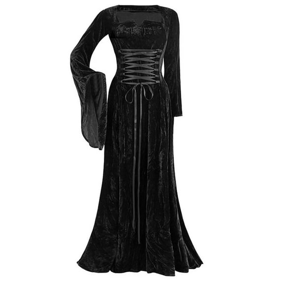 gakvov Women Dresses Long Dress Vintage Long Sleeve Floor Length Elegant Elven Cocktail Casual Dress Sundress