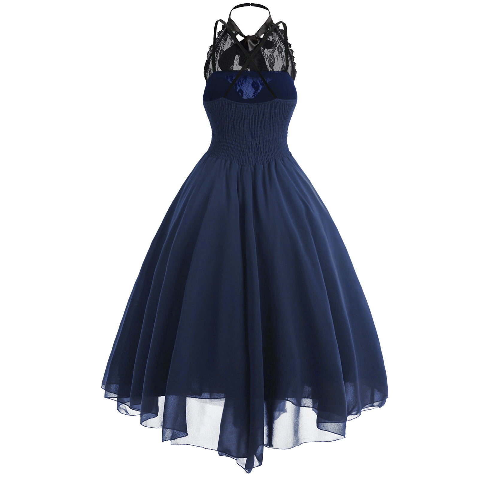 gakvov Women'S Sleeveless Gothic Dress With Corset Halter Lace Swing  Cocktail Dress Formal Halloween Punk Hippie Dresses - Walmart.com