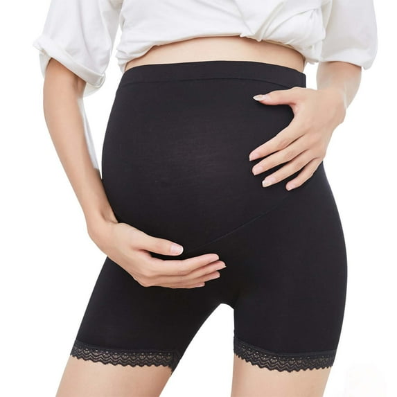 gakvov Women's High-waist Belly Lift Pregnant Women Adjustable Lace Maternity Shorts