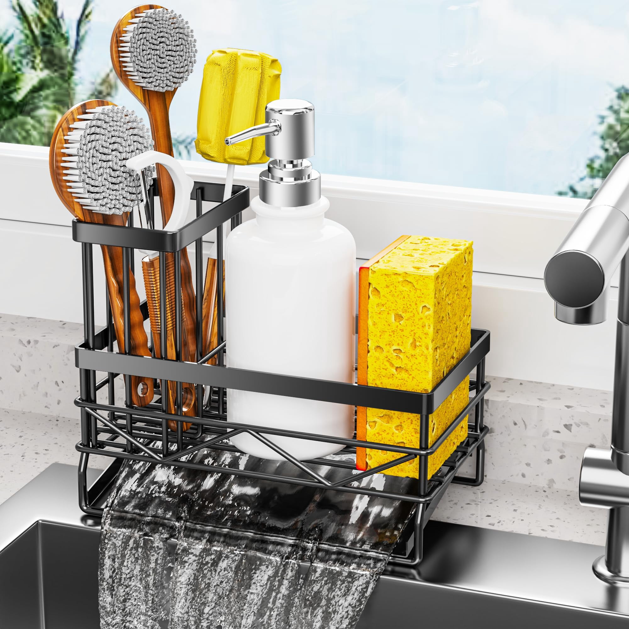 Kitchen Sink Caddy Organizer Sponge Holder For Kitchen Essentials Storage