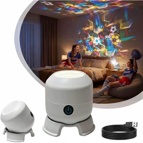 galaxy projector night light Dynamic Rotating LED Ocean Wave Projector Light (Football) | Multi-angle positioning directs a rotating ocean scene toward ceilings or walls for bedroom ambience