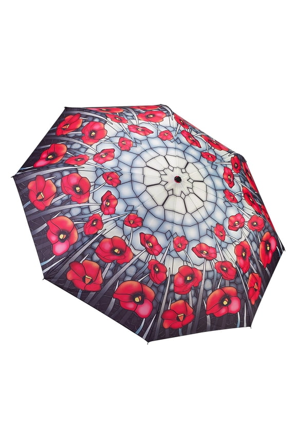 galleria Stained Glass Poppies Folding Umbrella