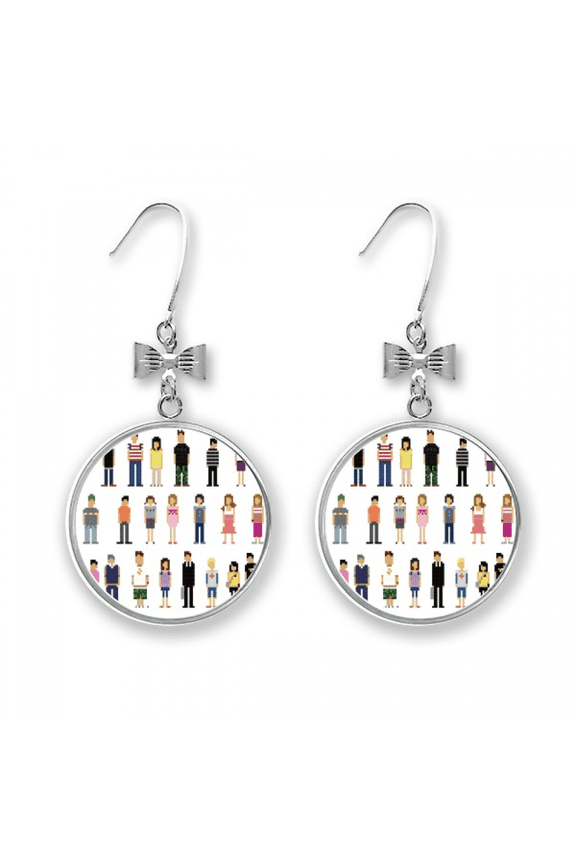 game characters pairs bow earrings drop stud pierced hook