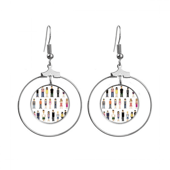 game characters pairs earrings dangle hoop jewelry drop circle